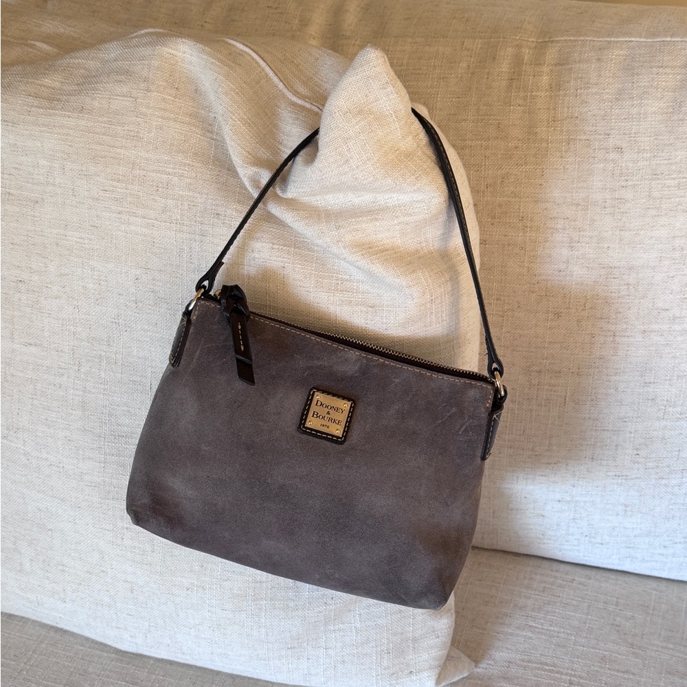 Dooney & Burke Vintage Gray Suede Small Shoulder‎ Bag